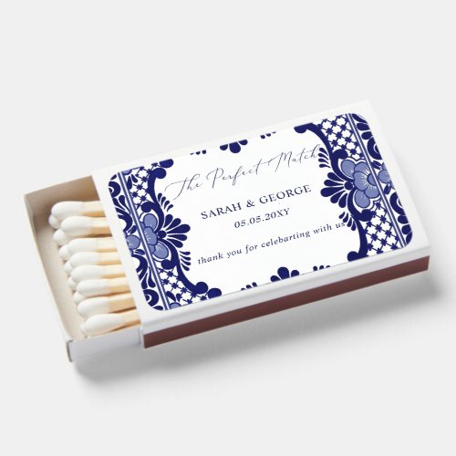 Mexican Blue Talavera Wedding Matchboxes