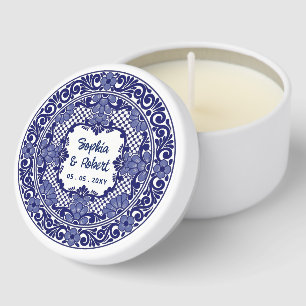 Mexican Blue Talavera Wedding Mini Candle Favors