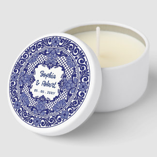 Mexican Blue Talavera Wedding Mini Candle Favors