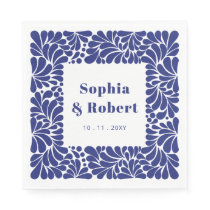 Mexican Blue Talavera Wedding Napkins