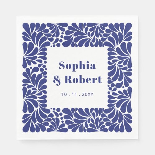 Mexican Blue Talavera Wedding Napkins