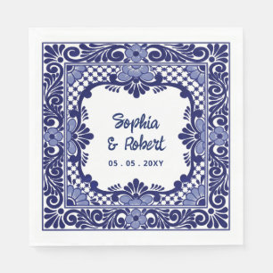 Mexican Blue Talavera Wedding Napkins