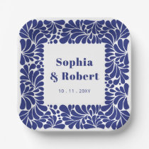 Mexican Blue Talavera Wedding Paper Plates