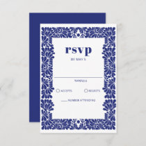 Mexican Blue Talavera Wedding RSVP Card