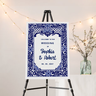 Mexican Blue Talavera Wedding Welcome Sign
