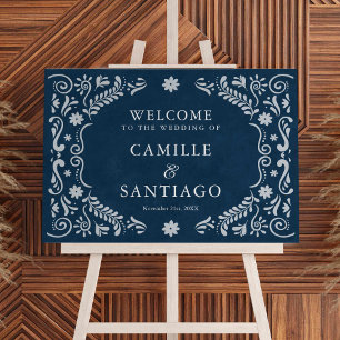 Mexican Blue Talavera Wedding Welcome Sign