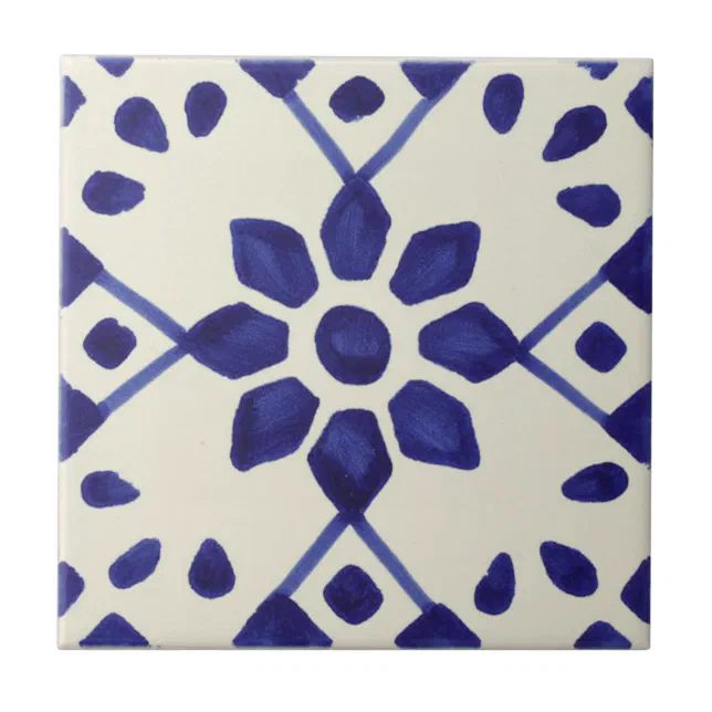 Mexican Blue &amp; White Hand Painted Tile | Zazzle