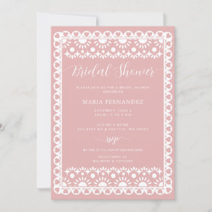 Mexican Blush Papel Picado Boho Bridal Shower Invitation