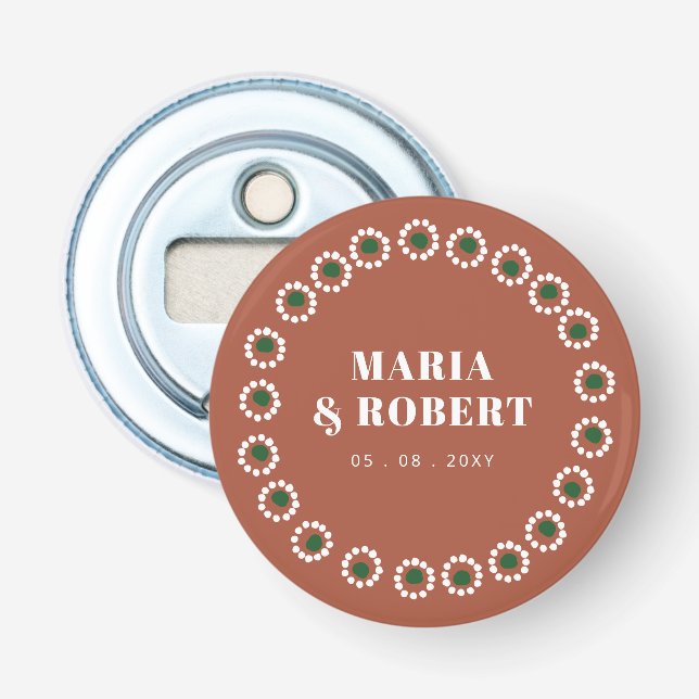 Mexican Boho Barro Bridal Shower Bottle Opener (Front)