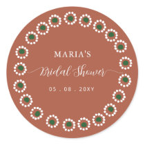 Mexican Boho Barro Bridal Shower Classic Round Sticker