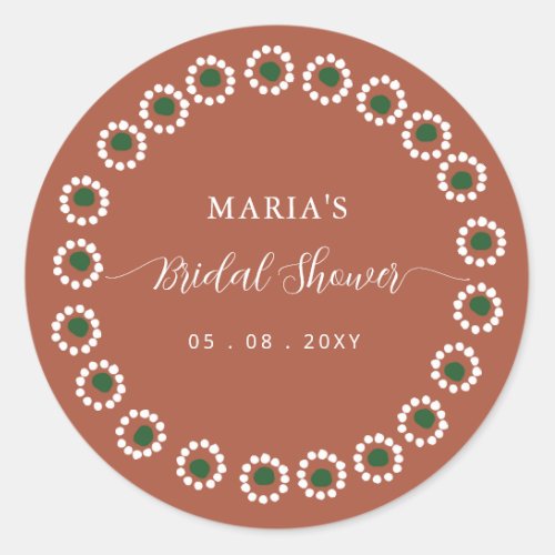 Mexican Boho Barro Bridal Shower Classic Round Sticker