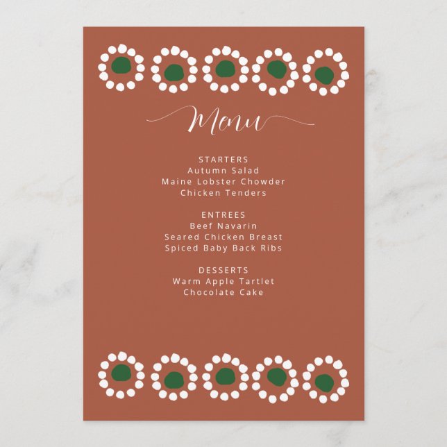 Mexican Boho Barro Bridal Shower Menu (Front)