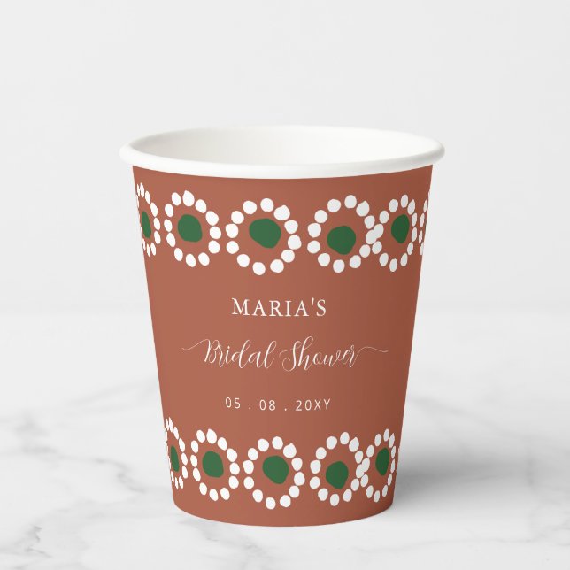 Mexican Boho Barro Bridal Shower Paper Cups (Front)