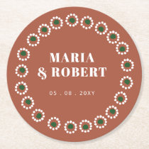 Mexican Boho Barro  Round Paper Coaster