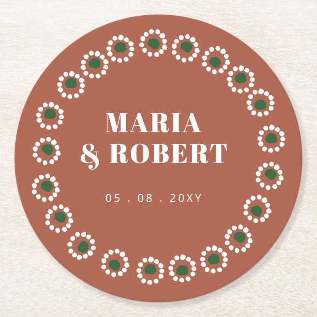 Mexican Boho Barro  Round Paper Coaster (Front)