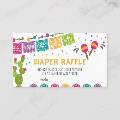 Mexican Boho Fiesta Baby Shower Diaper Raffle Business Card