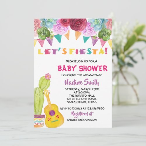 Mexican Boho Fiesta Baby Shower Invitation