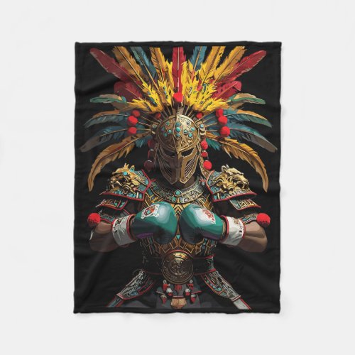 Mexican Boxing Aztec Warrior Power  Fleece Blanket