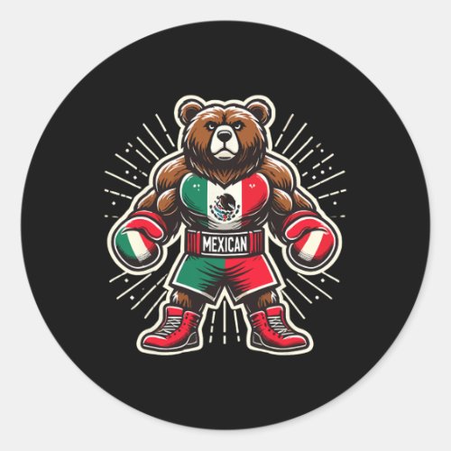 Mexican Boxing Bear  Classic Round Sticker