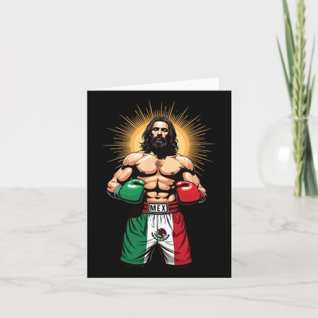 Mexican Boxing Jesus Christ Mex Boxing Shorts  Card (Front)