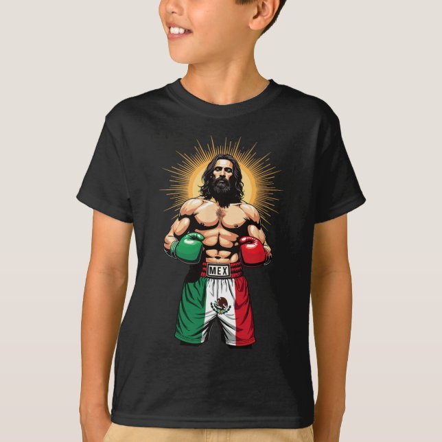 Mexican Boxing Jesus Christ Mex Boxing Shorts  T-Shirt (Front)