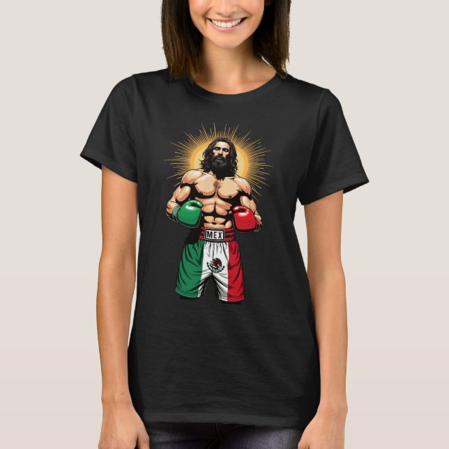 Mexican Boxing Jesus Christ Mex Boxing Shorts  T-Shirt (Front)