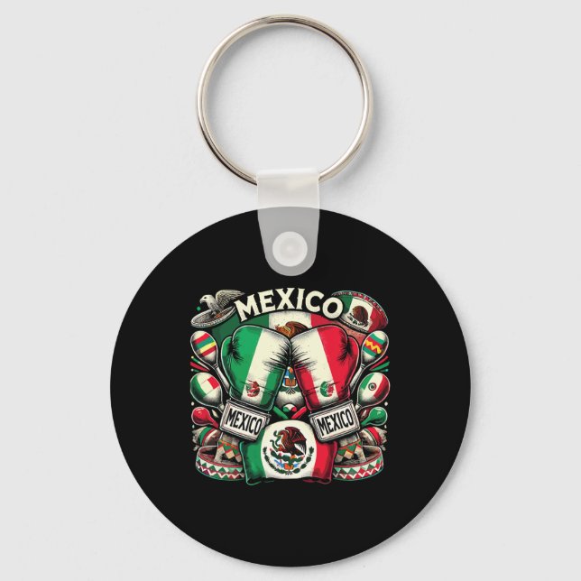 Mexican Boxing Pride Gloves Sports Design 1  Keychain (Front)