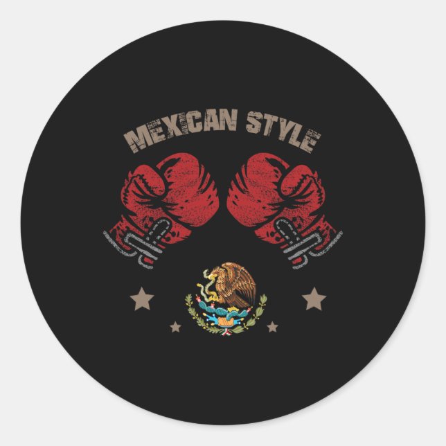 Mexican Boxing Style Mexico Flag Mexico Boxing Sty Classic Round Sticker (Front)
