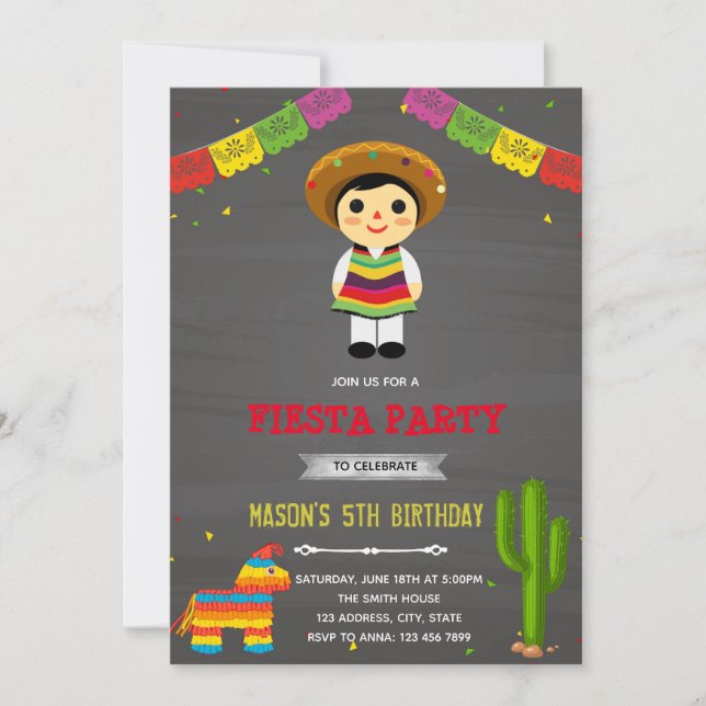 Mexican boy birthday invitation (Front)