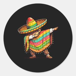 Mexican Boy Dabbing Funny Cinco De Mayo Classic Round Sticker