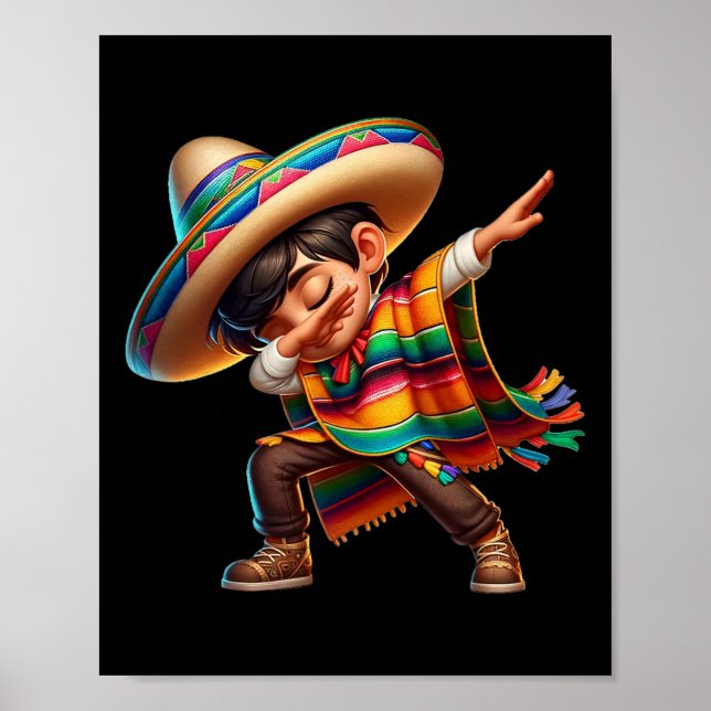 Mexican Boy Dabbing Poncho Cinco De Mayo 2  Poster (Front)