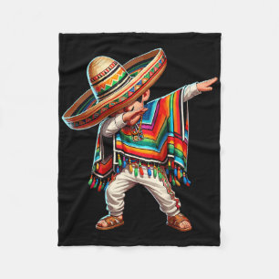 Mexican Boy Dabbing Poncho Cinco De Mayo  Fleece Blanket