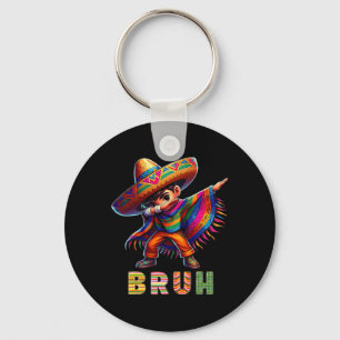 Mexican Boy Dabbing Poncho Cinco De Mayo Funny Bru Keychain