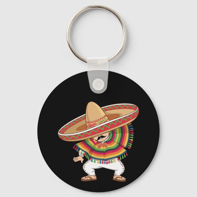 Mexican Boy Dabbing Poncho Cinco de Mayo Keychain (Front)
