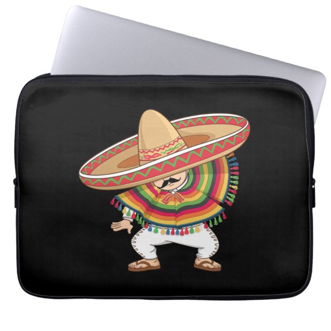 Mexican Boy Dabbing Poncho Cinco de Mayo Laptop Sleeve (Front)