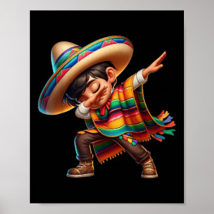 Mexican Boy Dabbing Poncho Cinco De Mayo  Poster