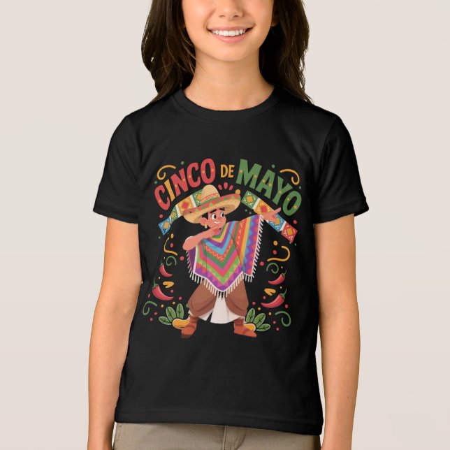Mexican Boy Dabbing Poncho Cinco de Mayo T-Shirt Tri-Blend Shirt (Front)
