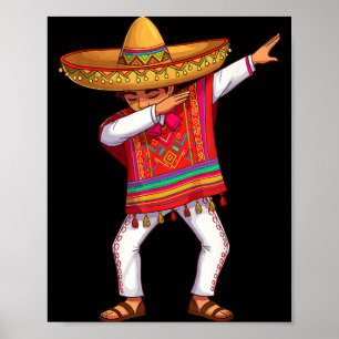 Mexican boy dabbing poncho funny cinco de mayo poster