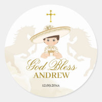Mexican Boy Gold White Horse Charro Baptism