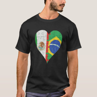 Mexican Brazilian Flag Heart T-Shirt