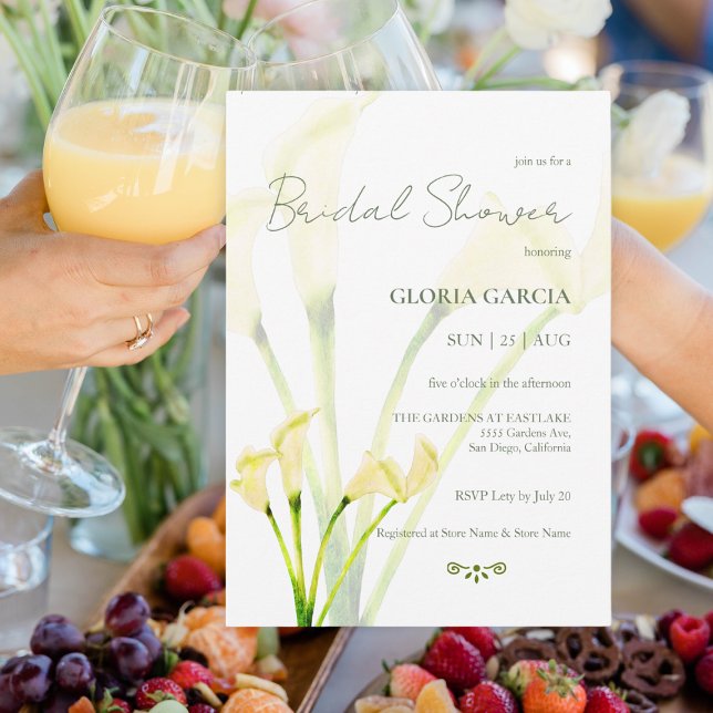 Mexican Bridal Shower Calla Lilly Minimalist  Invitation (Creator Uploaded)