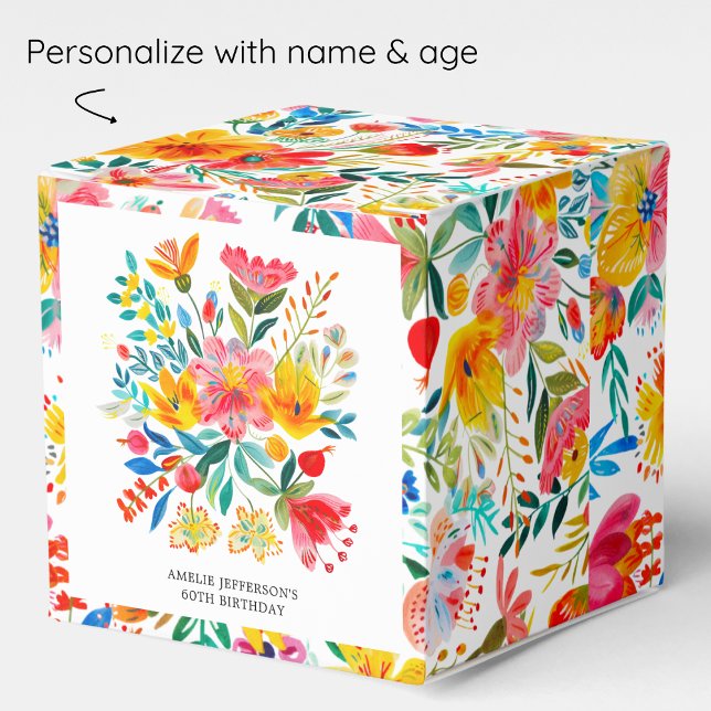 Mexican Bright Floral Fiesta Birthday Favor Boxes (Creator Uploaded)