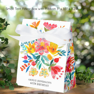 Mexican Bright Floral Fiesta Birthday Favor Boxes