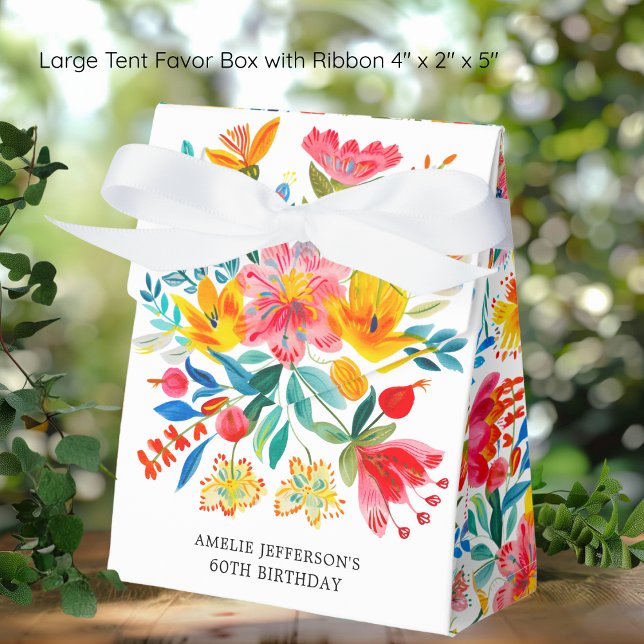 Mexican Bright Floral Fiesta Birthday Favor Boxes (Creator Uploaded)