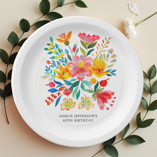Mexican Bright Floral Fiesta Paper Plate (Creator Uploaded)