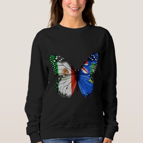 Mexican British Virgin Islanders Flag Butterfly Sweatshirt