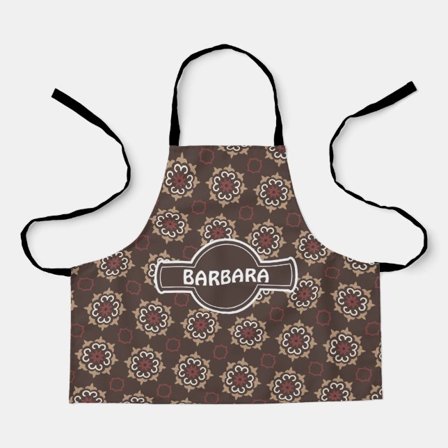 Mexican Brown Pink Minimal Pattern Apron (Front)