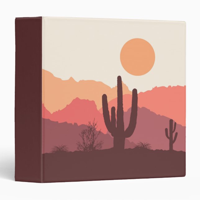 Mexican burgundy and orange desert landscape 3 ring binder (Front/Spine)