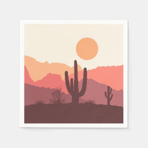 Mexican burgundy and orange desert landscape napkins