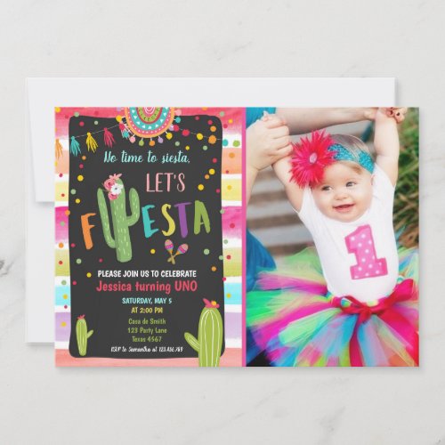 Mexican Cactus 1st First Fiesta Birthday Invitation